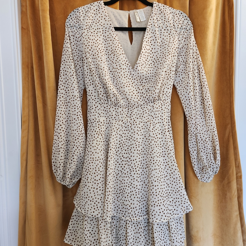 Japna Ruffled Long Sleeve V Neck Dress